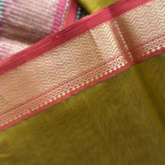 Maheshwari Mustard Yellow Gichha Pallu Saree GP07