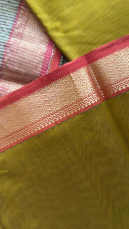 Maheshwari Mustard Yellow Gichha Pallu Saree GP07