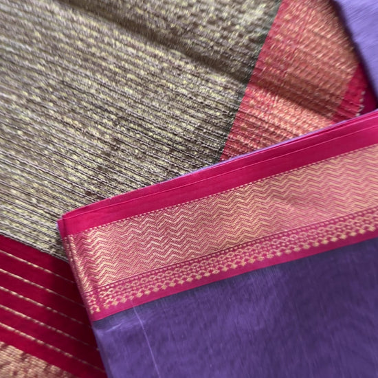 Maheshwari Blue Rewa Border Saree 