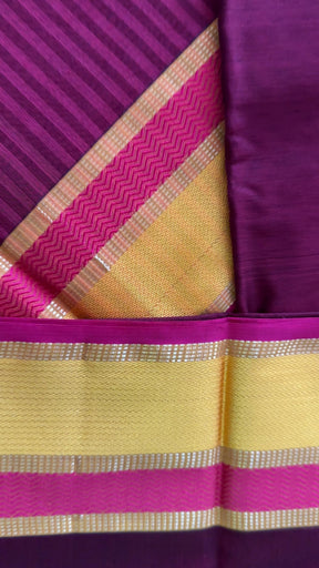 Maheshwari Maroon Ganga Jamuna Rewa Border Saree 