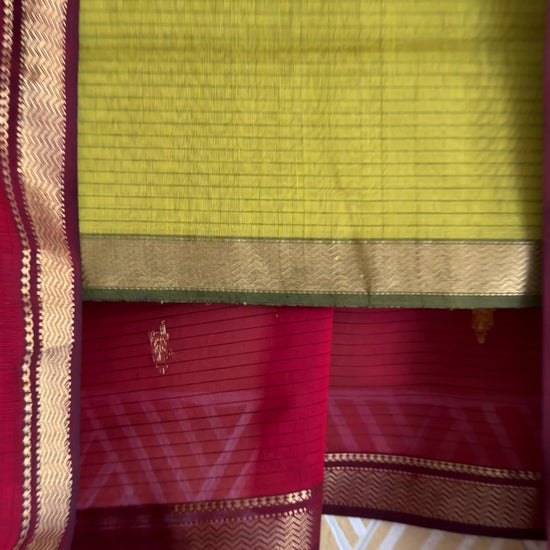 Maheshwari Mehandi & Red Motifs Top Dupatta Sets