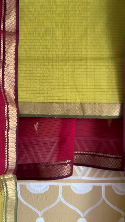 Maheshwari Mehandi & Red Motifs Top Dupatta Sets