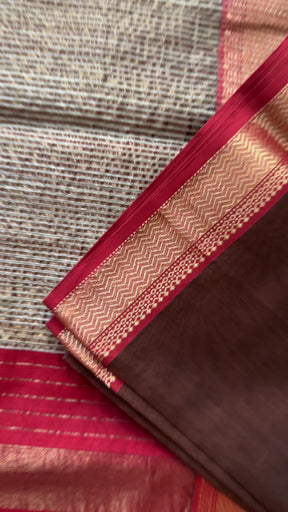 Maheshwari Brown Rewa Border Saree 