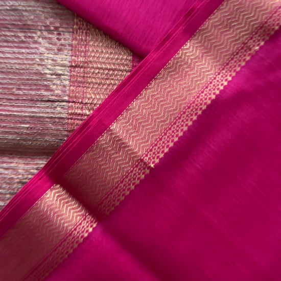 Maheshwari Pink Rewa Border Saree 