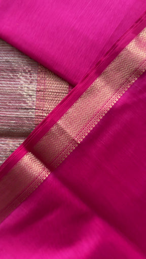 Maheshwari Pink Rewa Border Saree 