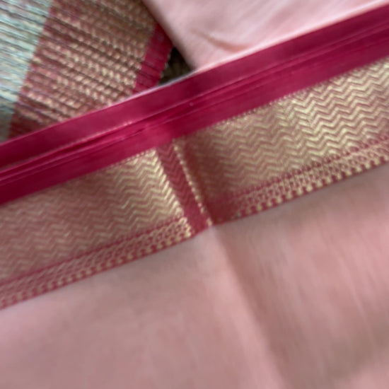 Maheshwari Peach Rewa Border Saree 
