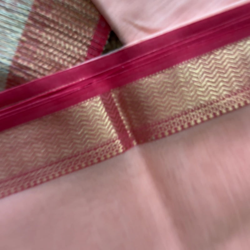 Maheshwari Peach Rewa Border Saree 