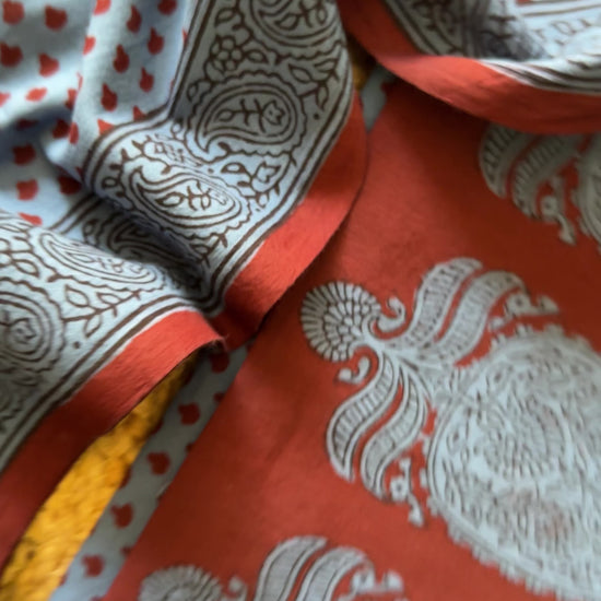 Blue-Maroon Bagh Print Cotton Suit with Aami Butta -BCSP16