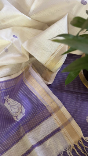 Maheshwari Lavender - White Motifs Top Dupatta Sets