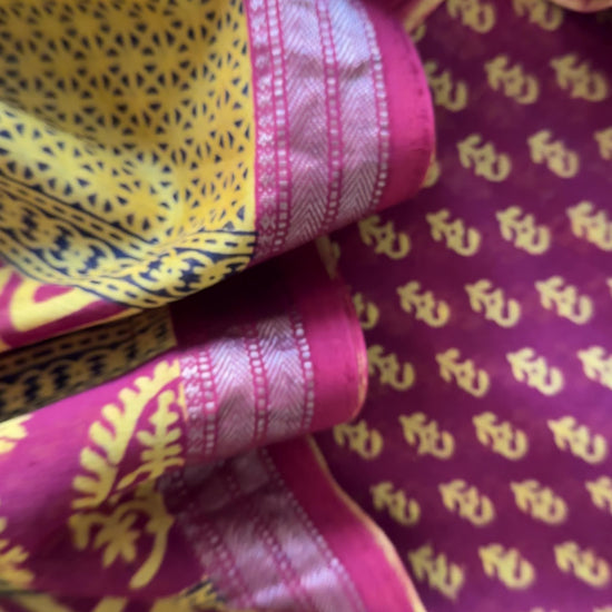Maheshwari Red-Yellow Bagh Print Suit with Floral Print 