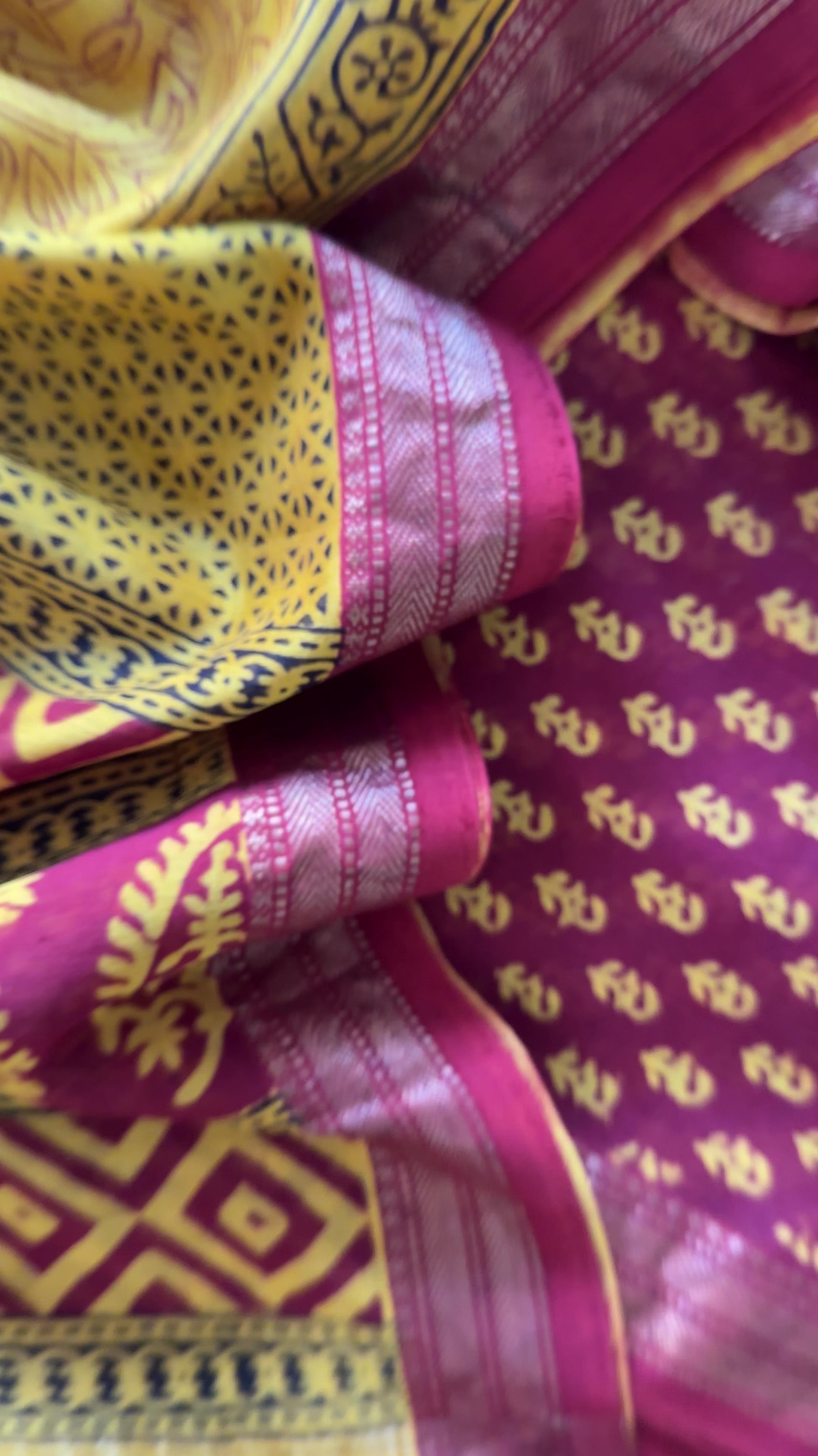 Maheshwari Red-Yellow Bagh Print Suit with Floral Print 