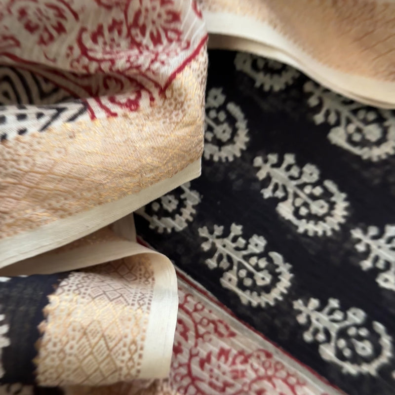 Maheshwari  White Bagh Print Suit