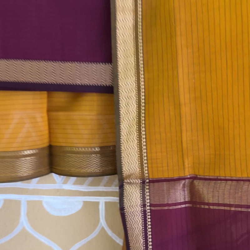 Maheshwari Mustard & Wine Motifs Top Dupatta Sets