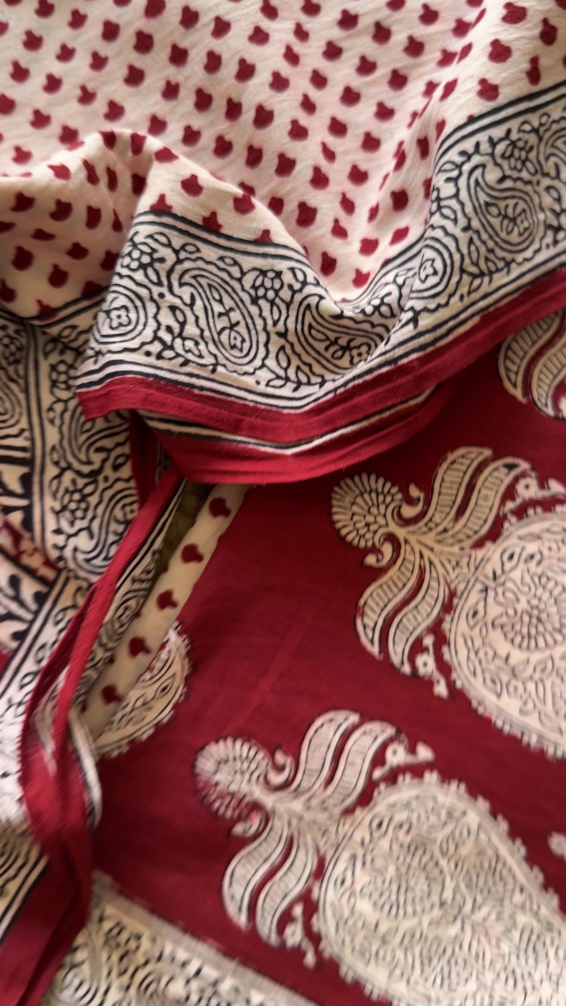 Red-White Bagh Print Cotton Suit-BCSP14
