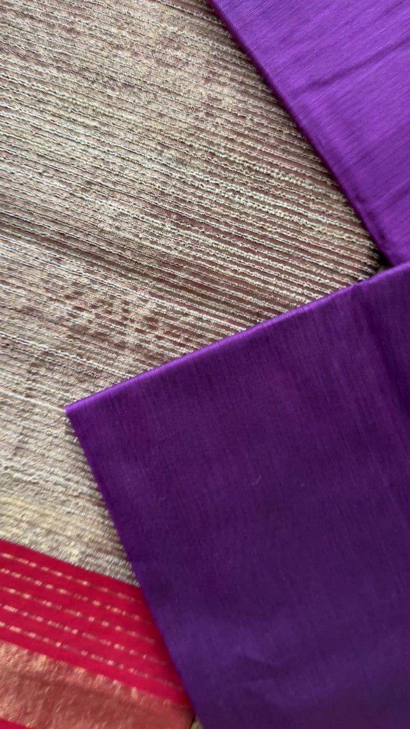 Maheshwari Voilet Rewa Border Saree 