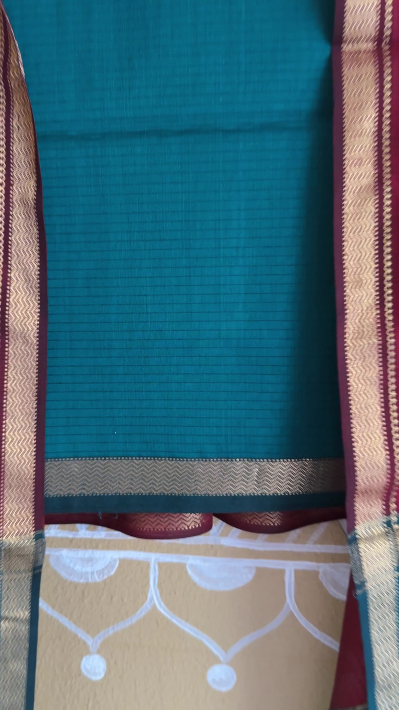 Maheshwari German Blue & Red Motifs Top Dupatta Sets