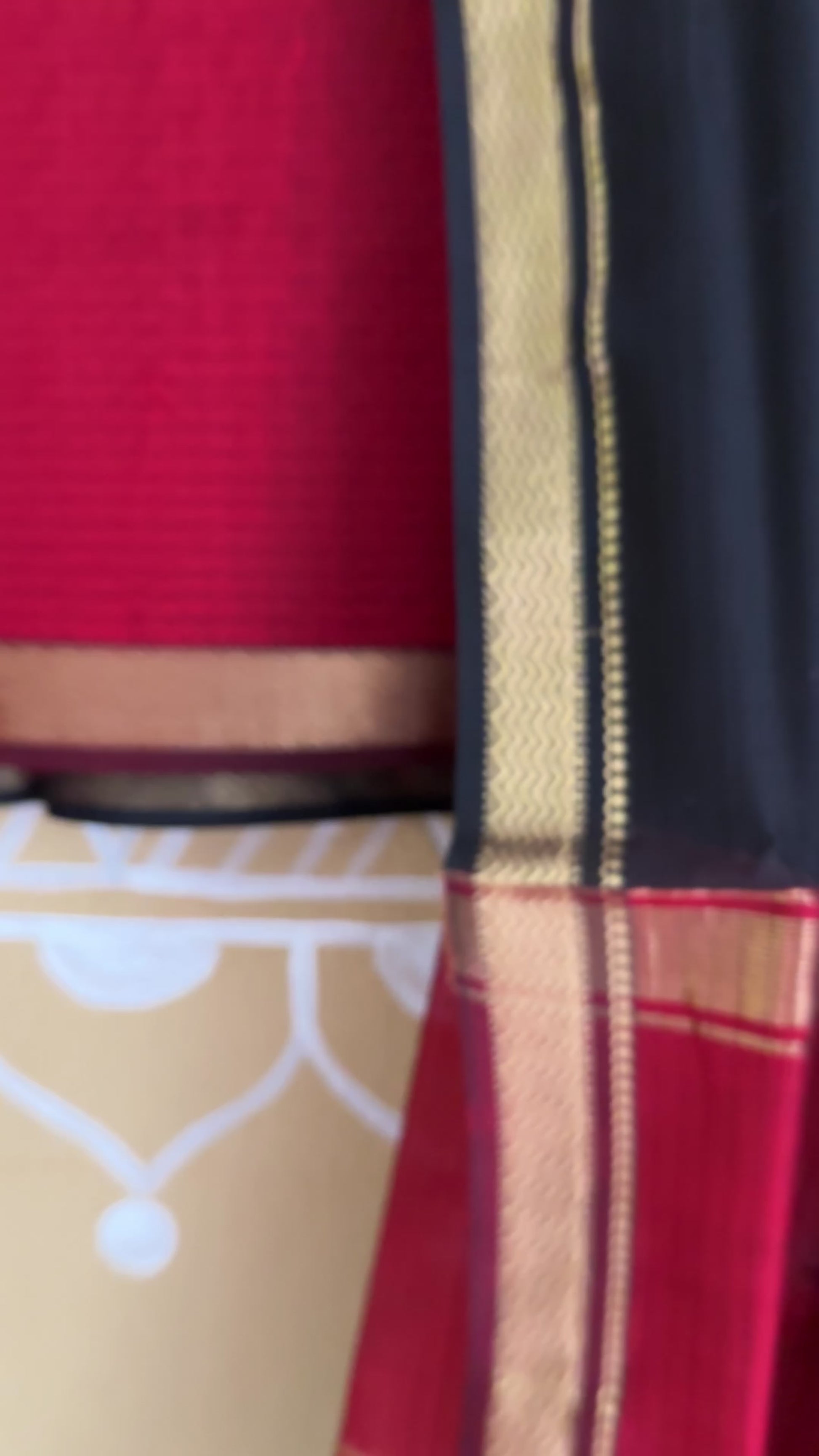Maheshwari Red -Black Motifs Top Dupatta Sets PST04