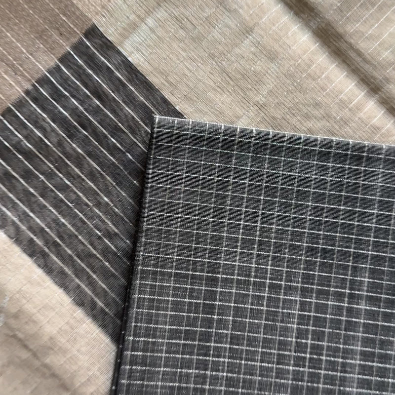 Maheshwari Black ~ Silver Zari Checkered Silk Saree