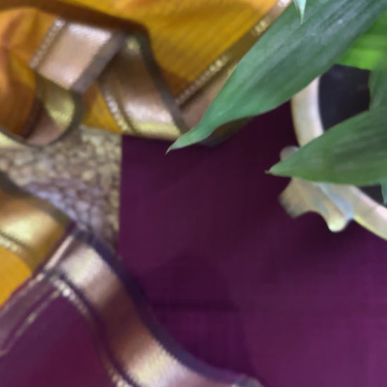 Maheshwari Mustard & Wine Motifs Top Dupatta Sets