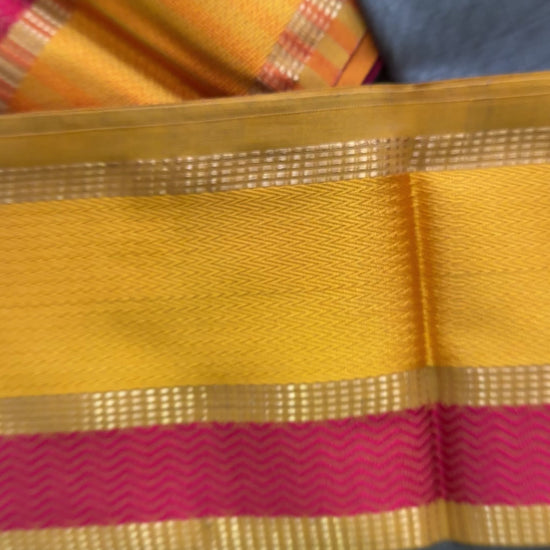 Maheshwari Grey Ganga Jamuna Rewa Border Saree GJD05