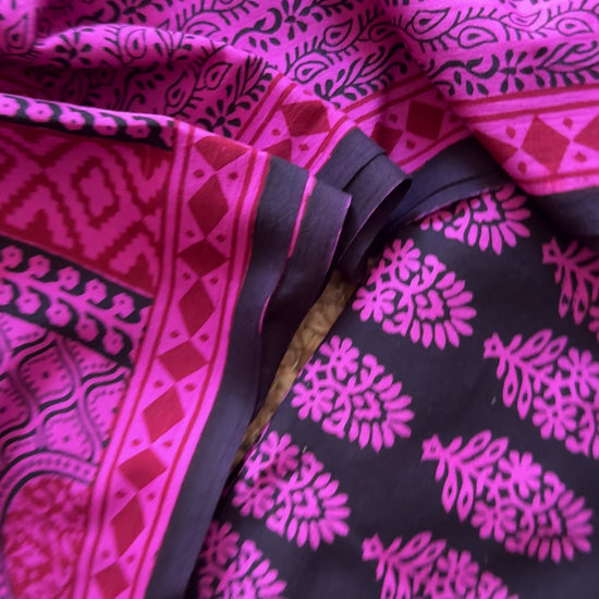Black-Pink Bagh Print Cotton Suit- BCS13