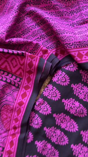 Black-Pink Bagh Print Cotton Suit- BCS13