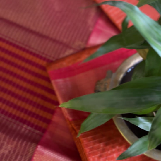 Maheshwari Orange Zari Checkered Sarees