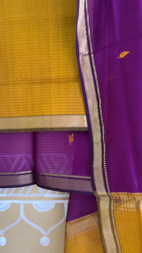 Maheshwari Mustard & Purple Motifs Top Dupatta Sets