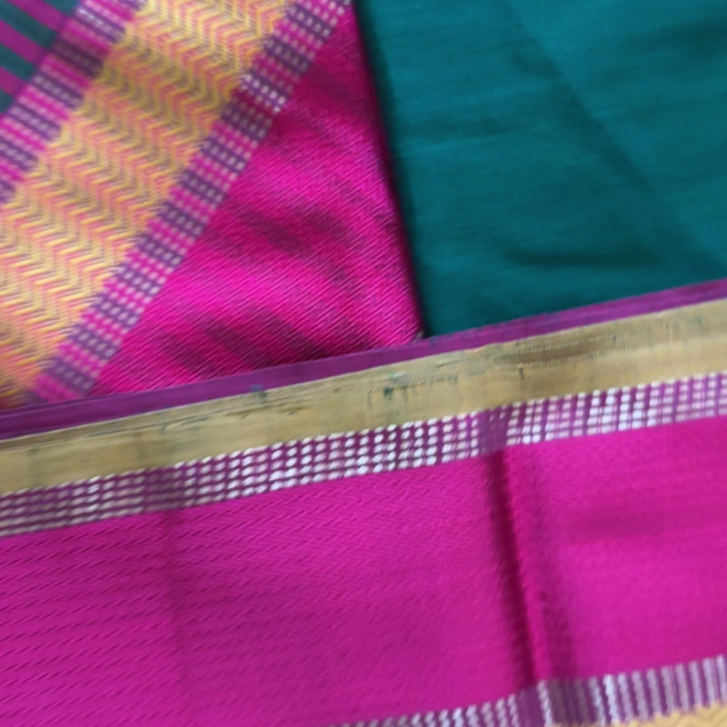 Maheshwari Green Ganga Jamuna Rewa Border Saree 