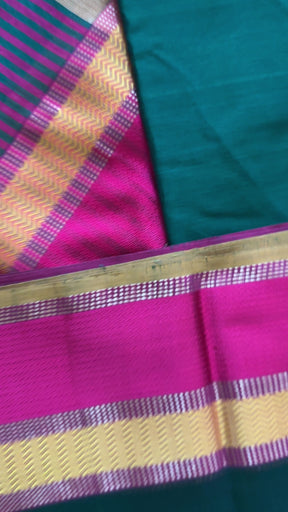 Maheshwari Green Ganga Jamuna Rewa Border Saree 