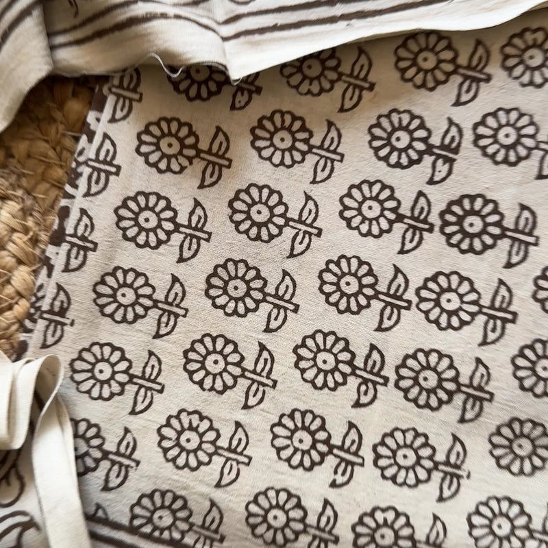 White-Brown Bagh Print Cotton Suit-BCS03