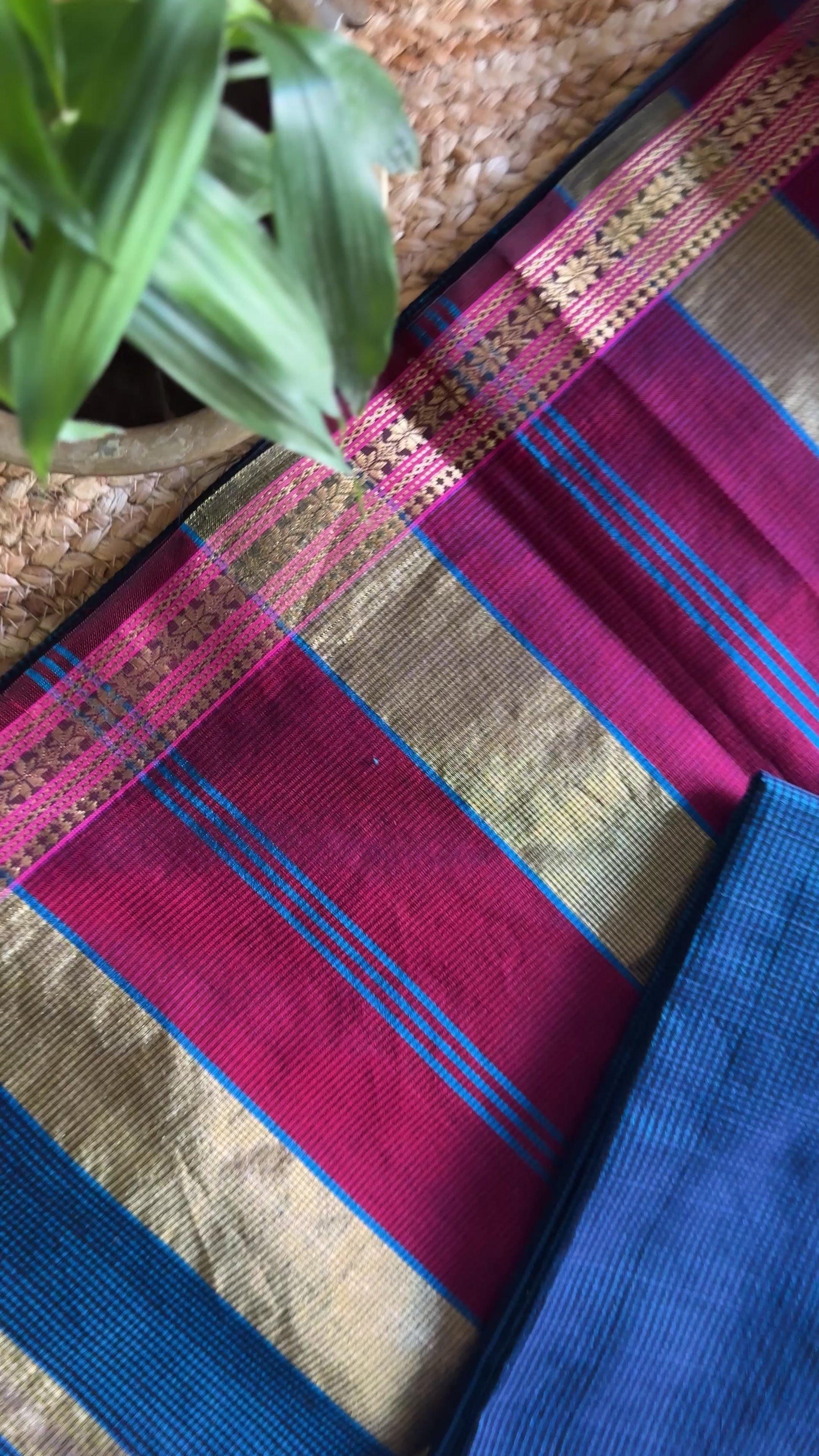 Maheshwari German Blue Garbha Reshami Silk Sarees