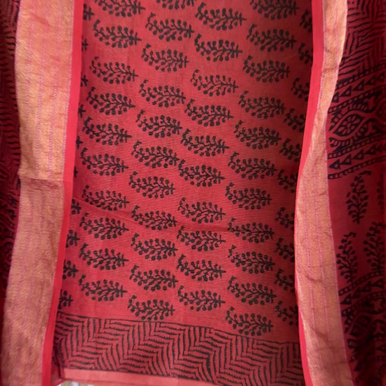 Maheshwari Tissue Rust Black Bagh Print Suit BT007