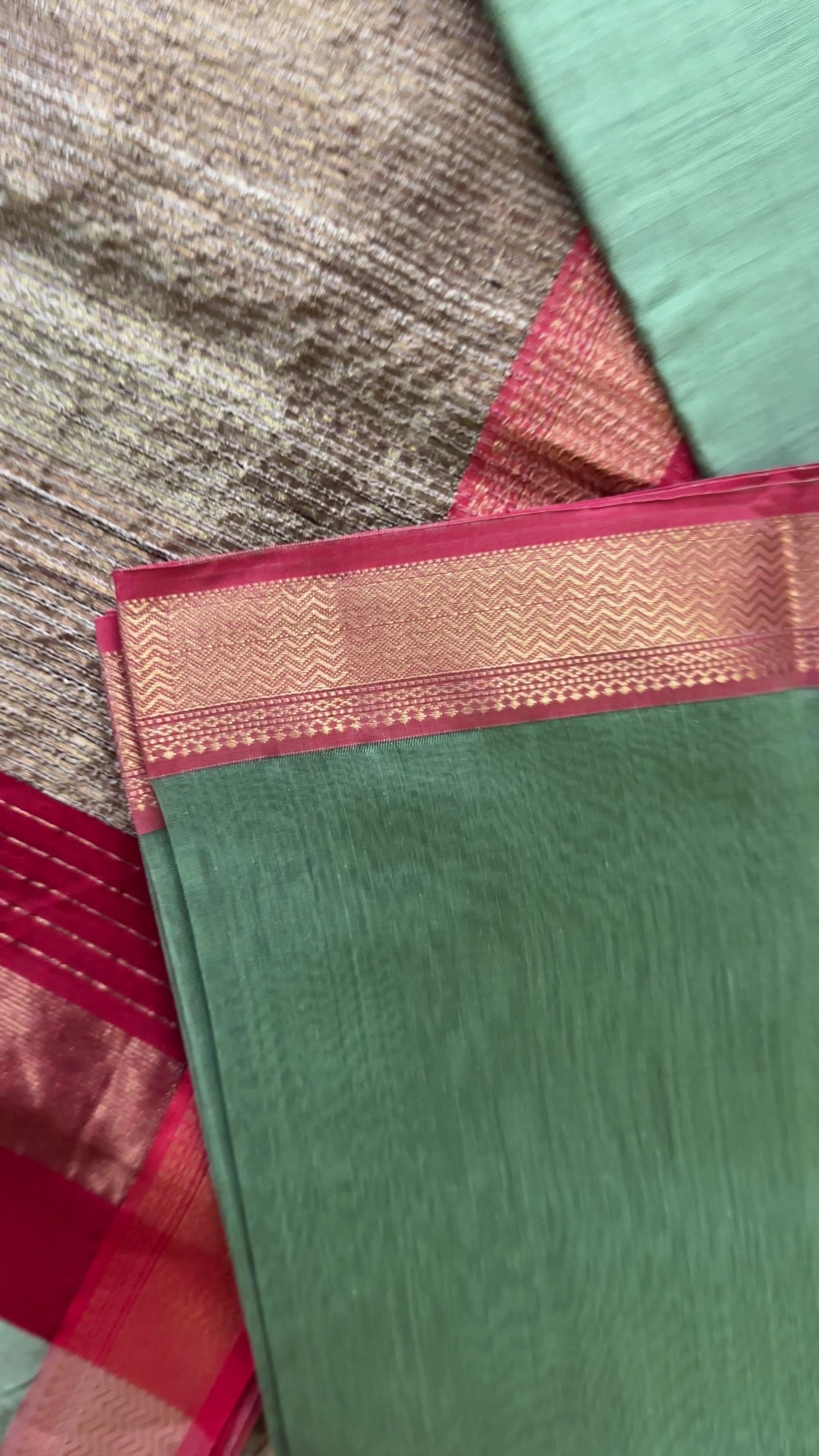 Maheshwari Pista Green Rewa Border Saree