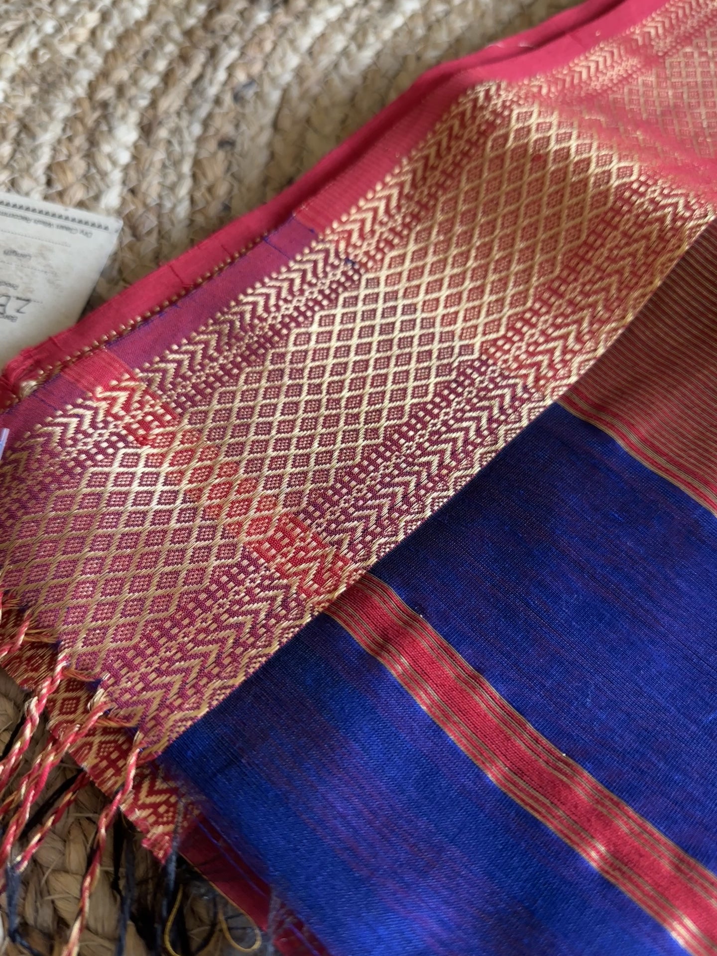 Teal Blue Motifs ~ Maheshwari Saree