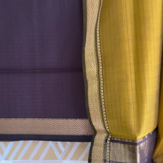 Maheshwari Mustard & Coffee Brown Motifs Top Dupatta Sets