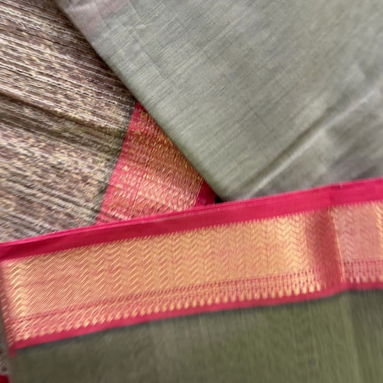 Maheshwari Tusser Rewa Border Saree 