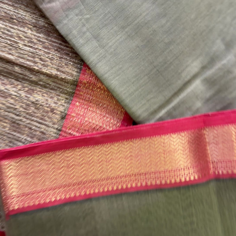 Maheshwari Tusser Rewa Border Saree 