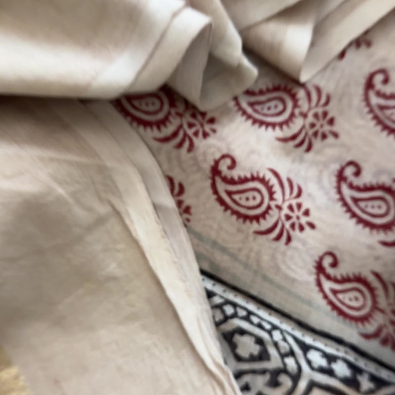 Maheshwari White-Red Bagh Print Suit